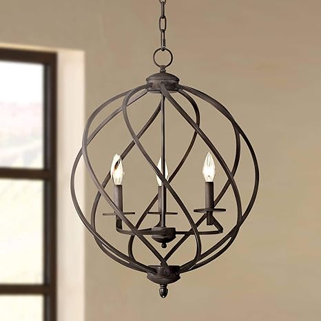 Katerina Bronze Orb Foyer Pendant Chandelier 18 1 2 Wide Rustic