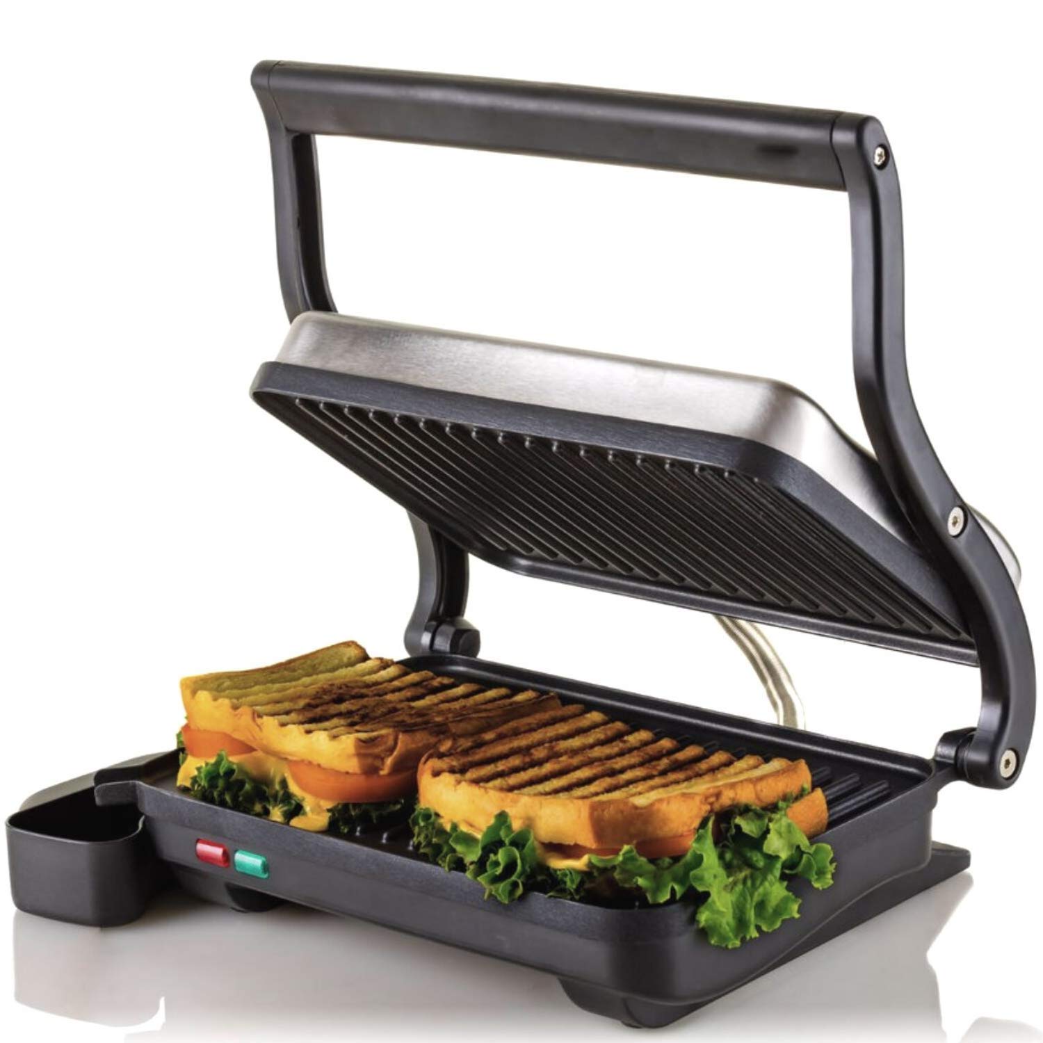 OVENTE Electric Panini Press Grill, 2Slice 1000W Heating Plate, 10.2