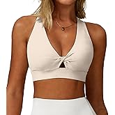 Sports Bra for Women High Impact V Neck Twist with Padded Running Yoga Bras Cross Back Gym Workout Bra