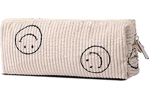 NOVAFLARE Kawaii Cute Corduroy Pencil Case, Beige Color Pencil Pouch, Pencil Case Small, Pencil Pouch Aesthetic, Corduroy Pencil Pouch, Pencil Case Aesthetic, Pencil Bag, Pencil Pouch for Girls, Makeup Pouch