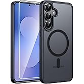 FNTCASE for Samsung Galaxy S26 FE / S25 FE Case, Fit for Magsafe, Black | Screen Protector, Translucent Matte, Military Grade Drop Proof, Shockproof Protection Bumper, Protective Magnetic Phone Cover