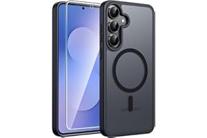 FNTCASE for Samsung Galaxy S25 FE Case: Magnetic Translucent Matte Military Grade Drop Proof Protection Cell Phone Cover - Slim Rugged Durable Shockproof Protective S25Fe Cases (Black-6.7 inch)