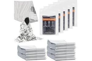 SET007 5-Pack Emergency Mylar Thermal Blankets, 82"x62" Space Blankets Foil Blanket, XL Camping Blanket for Outdoors, Hiking, Survival kit, Bug Out Bag，Marathons or First Aid, Silver