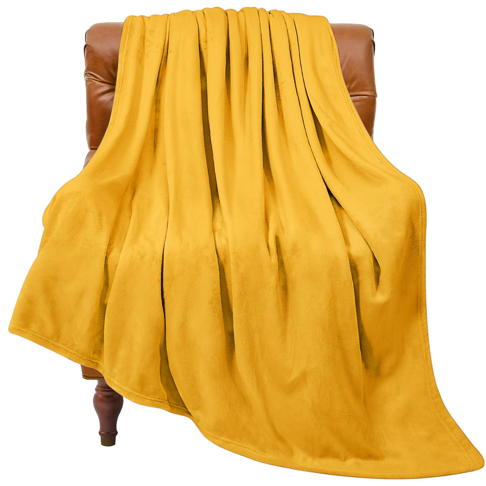 Photo 1 of BEDELITE Fleece Blanket Twin Size Yellow Throw Blanket for Couch & Bed, Luxury Plush Cozy Fuzzy Blanket 60x80 inches, Super Soft Warm Lightweight Throw Blanket for Travel Camping