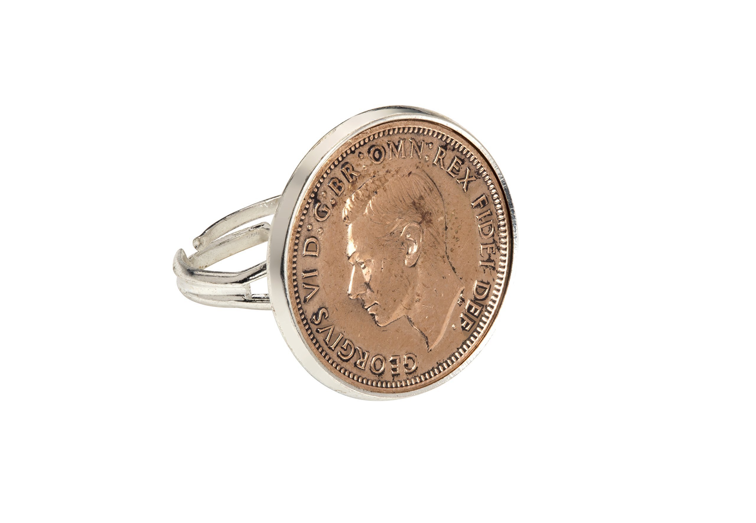 Handmade British Farthing Coin Ring Unique Unusual Gift Idea