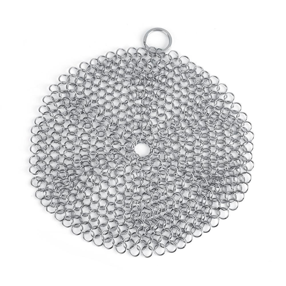 Fdit Cast Iron Cleaner Set 7"x 7" Premium Stainless Steel Chainmail Scrubber for Effortless Cleaning of Cast Iron Skillet Pan and Griddle