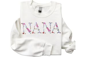 Regamor Embroidery Nana Sweatshirts For Women Gift Sweatshirt From Grandkids Nana Flower Grandma Gift Mothers Christmas