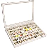 Vicoter Velvet Jewelry Tray 48 Compartments Jewelry Display Organizer with Transparent Cover Rings, Earrings, Necklaces, Pendants Storage Box for Girls, Wives, Mothers, Women