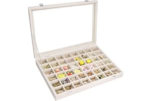 Vicoter Velvet Jewelry Tray 48 Compartments Jewelry Display Organizer with Transparent Cover Rings, Earrings, Necklaces, Pendants Storage Box for Girls, Wives, Mothers, Women