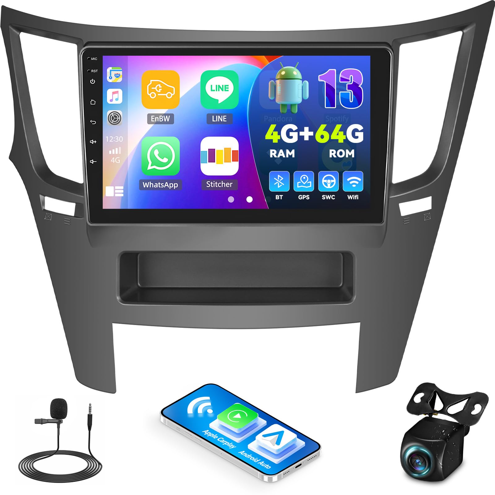 Photo 1 of [4G+64G] Car Radio for Subaru Outback Legacy 2010-2014 with Wireless CarPlay Android Auto,9" Touchscreen Android 13 Car Stereo with Mirror Link Voice Control WiFi/GPS,Bluetooth,FM/RDS+Backup Camera
