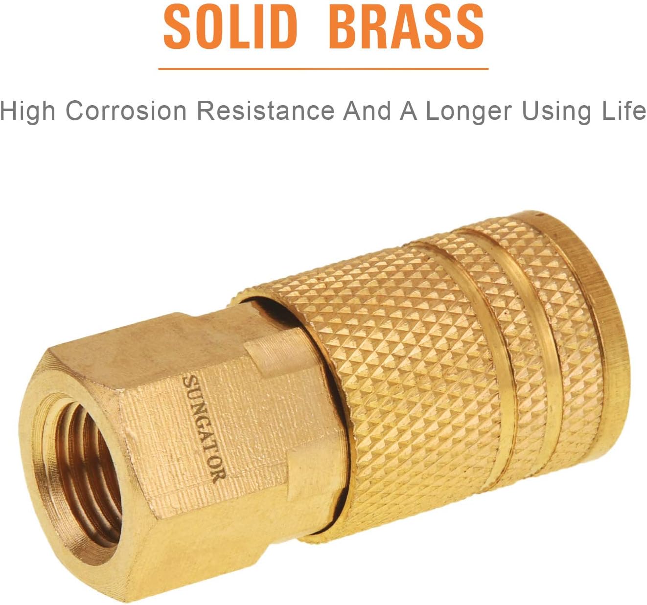 SUNGATOR 1/4-Inch Brass Female Industrial Coupler, 10-Pack NPT Female Quick Connect Air Coupler with Storage Case - - 