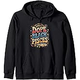 Dope Black Pisces Zodiac Sign Astrology Zip Hoodie