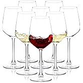 SHYRC Wine Glasses Set of 8, 12oz Clear Red/White, Long Stem Wine Glasses for Party, Wedding and Home