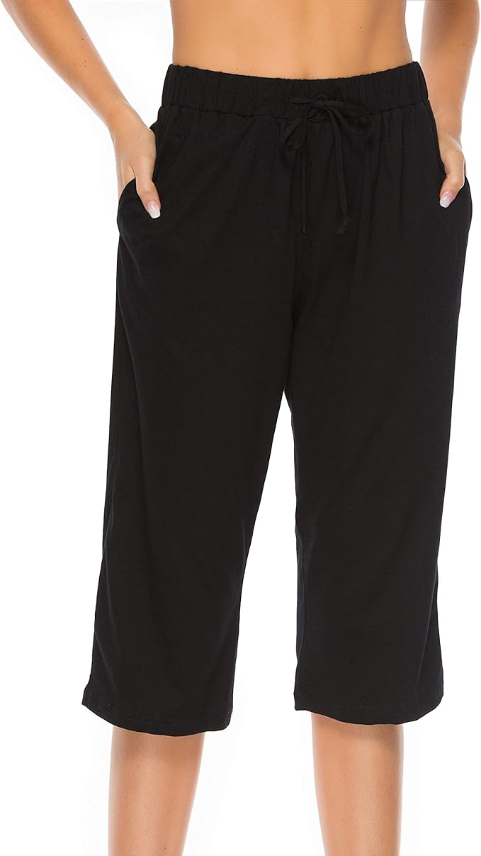 Vlazom 100 Cotton Women's Pajama Bottoms Capri Lounge Pants Casual