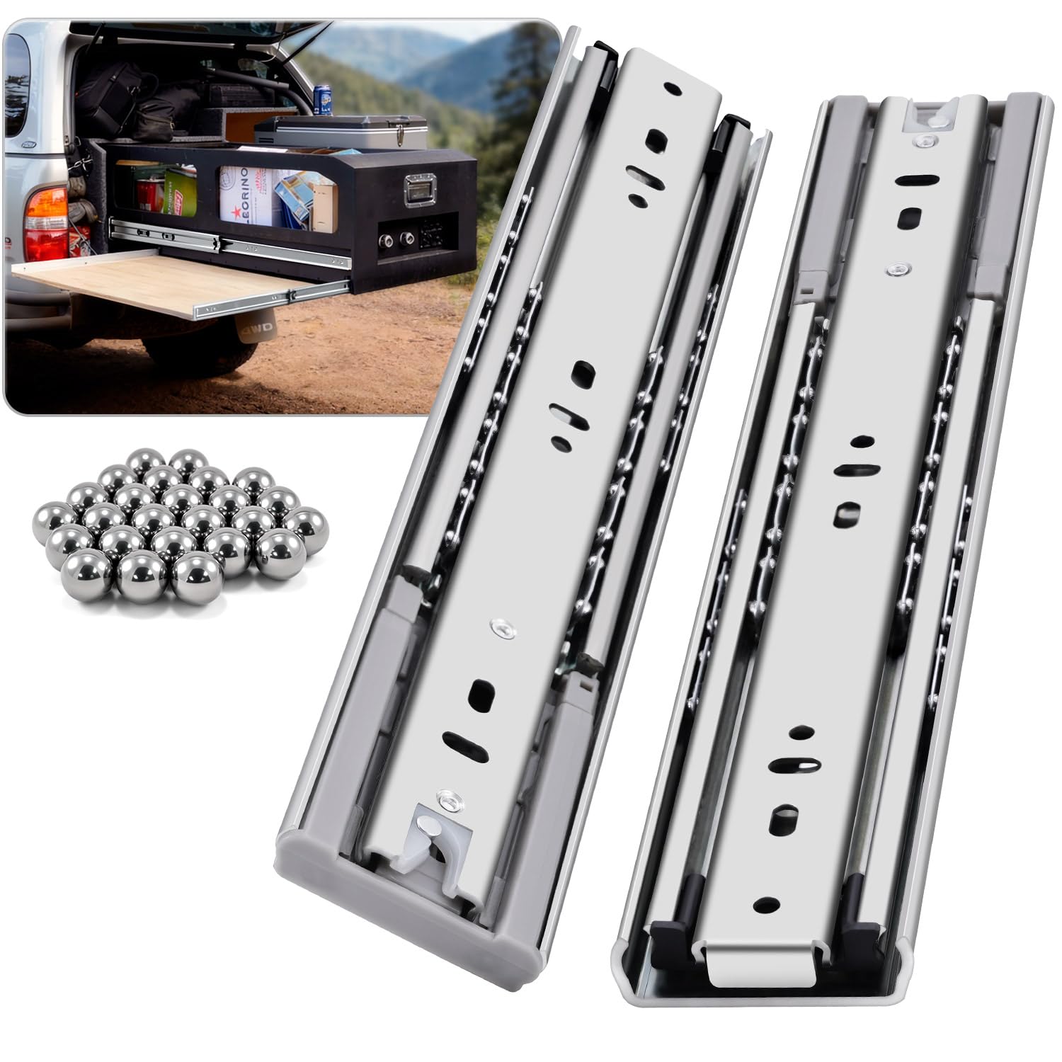 YENUO Soft Close Heavy Duty Drawer Slides Full Extension Side Mount 12 14 16 18 20 22 24 26 28 30 32 Inch Metal Rails Track Guide Glides Runners 150 lbs 1 Pair (Soft Close, 20 inch) Image