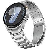 HITZEE Stainless Steel No Gap Bands Compatible with Samsung Galaxy Watch 7/6/5/4/FE Band 40/44mm/Watch 6 Classic 43/47mm/Watch 5 Pro, Samsung Watch Metal Band Strap Designed for Men/Women, Silver