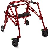 Klip- Lightweight Posterior Rollator Walker/Gait Trainer 4 Wheel - with Flip-Up Seat for Toddlers, Kids, Teens with Special Needs/Cerebral Palsy-Front Swivel Wheels, Height Adjustable, Foldable