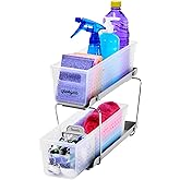madesmart Mini 2-Tier Organizer, Multi-Purpose Slide-Out Storage with Handles and Dividers for Home and Bath, Frost