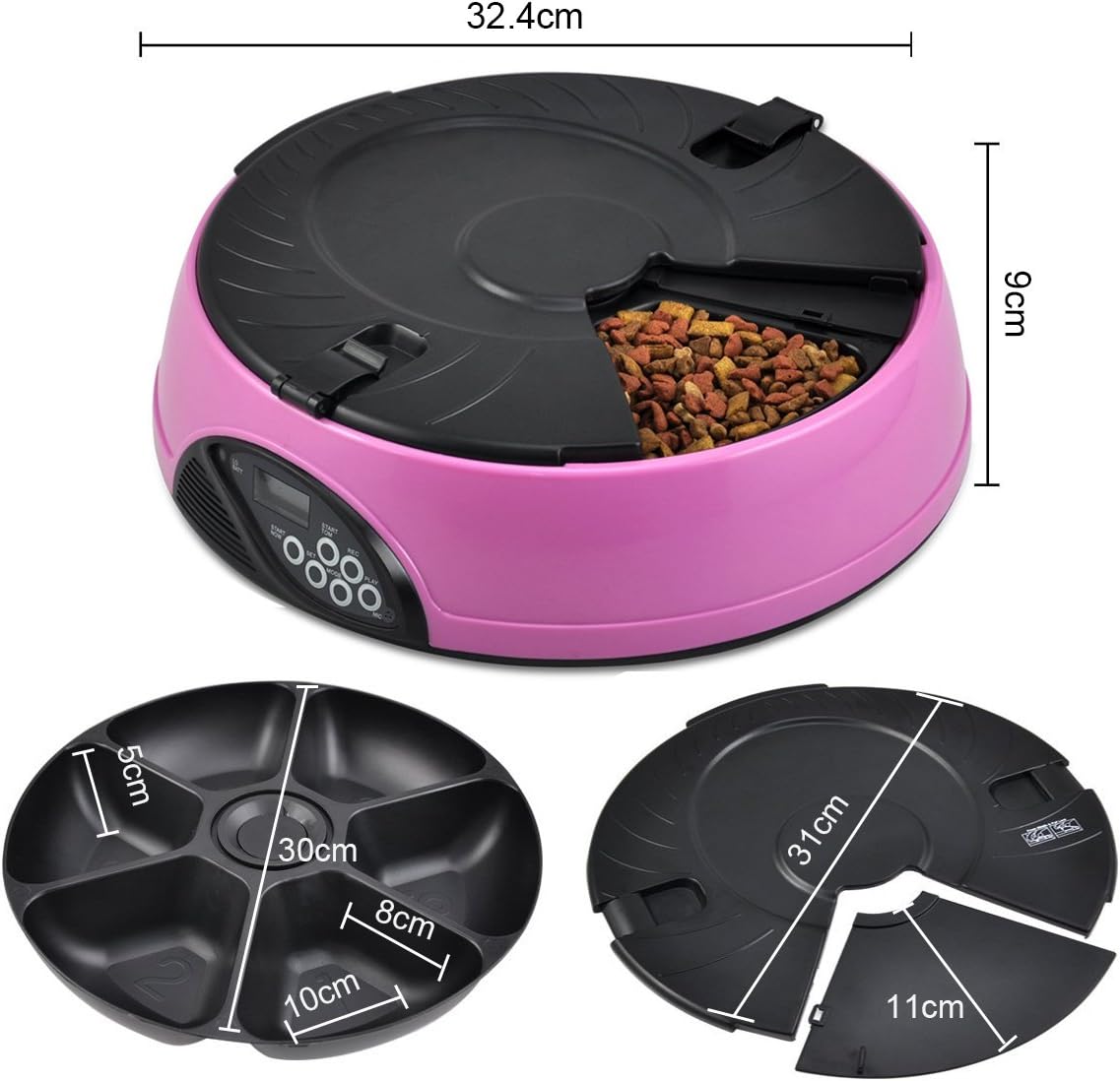 PETCUTE Automatic Cat feeder Pet food dispenser Dog Feeder Automatic pet feeder Voice Recorder 6 Meal/Day programmable - Image 5