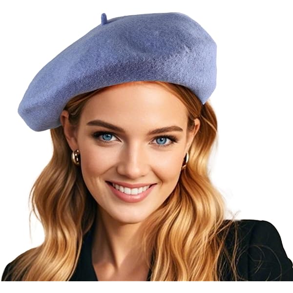 Womens French Beret Hat Leather Band Plaid Berets Hats  display picture 1