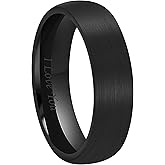 CROWNAL 4mm 6mm 8mm Black Ceramic Wedding Band Ring Men Women Couple Dome Brushed Finish Engraved I Love You Comfort Fit Size 4 To 16