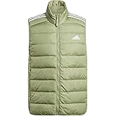 adidas Men's Essentials 3-Stripes Light Down Vest, Tent Green, Small