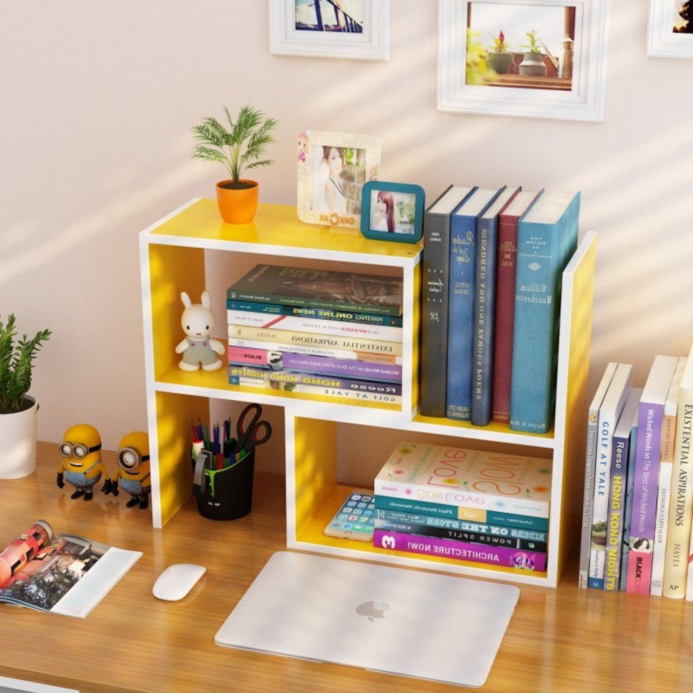 Wood Magazine Holder, Desktop Small Bookshelf Wooden Book