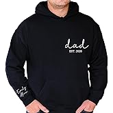 Merrvey Custom Dad Hoodie with Kid Name Personalized Dad Sweatshirt New Dad Shirts for Men New Baby Girl Daddy Est 2024 Hoody for Dad Birthday from Daughter Men