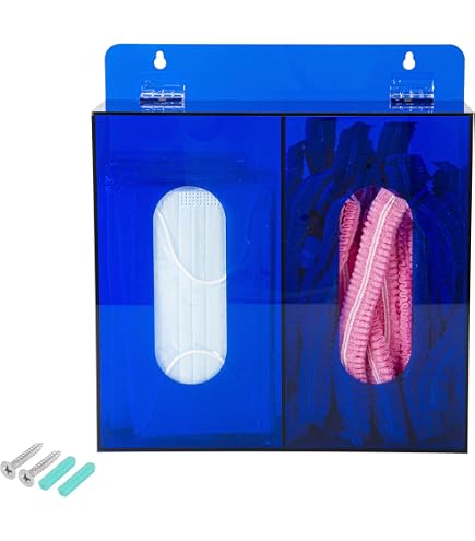 SEANADO Distributeur Acrylique Couvre-Chaussures Et Filets à Cheveux - 4 Compartiments Transparents, Support Mural Ou Sur Pied - Hygiène Laboratoire Cuisine