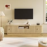 UKAOCAI 86.61'' Tambour TV Stand for 55-85 Inch, Modern Entertainment Center with Large Storage Cabinet & Open Shelves, TV Co