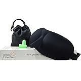 Dream Essentials Sweet Dreams Contoured Sleep Mask with Earplugs and Carry Pouch, Black