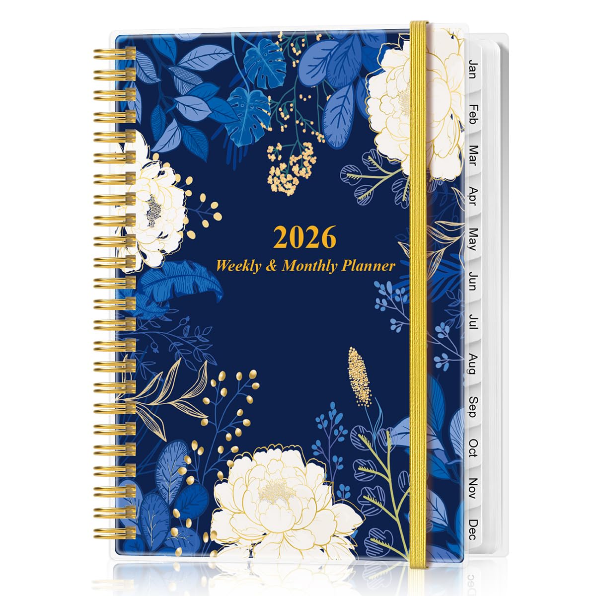 Photo 1 of 2026 Planner - Planner 2026 from January 2026 - December 2026, Weekly & Monthly Planner Spiral Bound with 12 Monthly Tabs, Inner Pocket, 6.4" x 8.5", Blue Flower