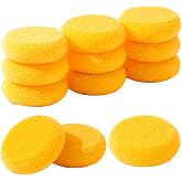 Clofiak 12Pcs Pottery Sponges, Round Clay Sponge, Elasticity, Soft | Yellow Polish Sponge, For Kitchen Shoes, Leather Care, Painting Crafts