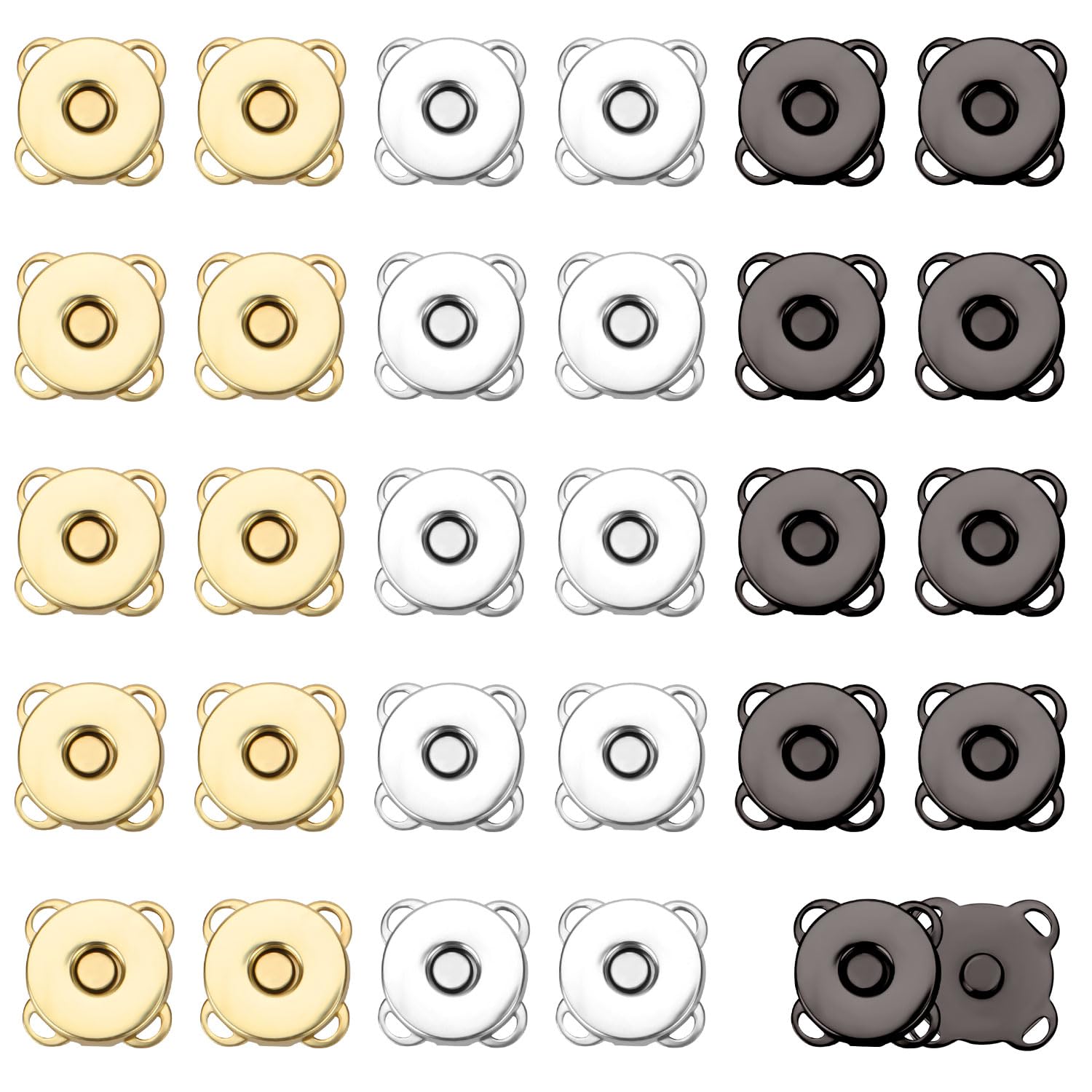 30 Sets 14mm Plum Magnetic Snap Button, Metal Sewing on Magnetic Buttons for Clothing Snap Closure Button Fastener for Purses Bags Clothes Handbags Sewing Craft