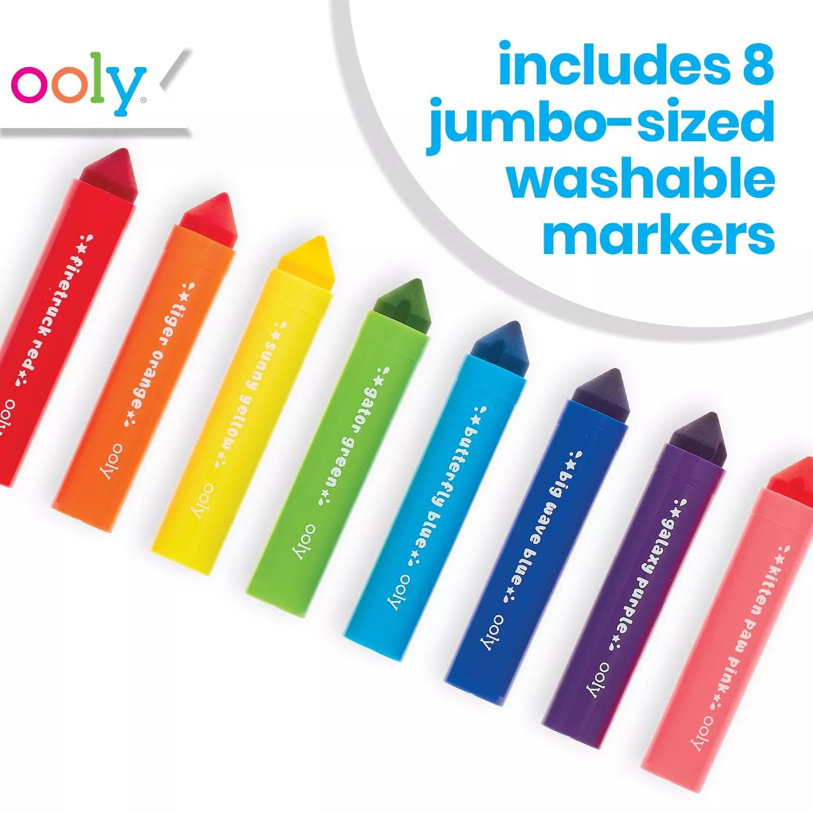 Ooly Thick Washable Toddler Markers with Jumbo Grip, Mighty Mega Triangle Tip Markers for Toddlers with Jumbo Barrel, Perfect for Little Hands, Back to School Supplies - TRIANGLE TIP