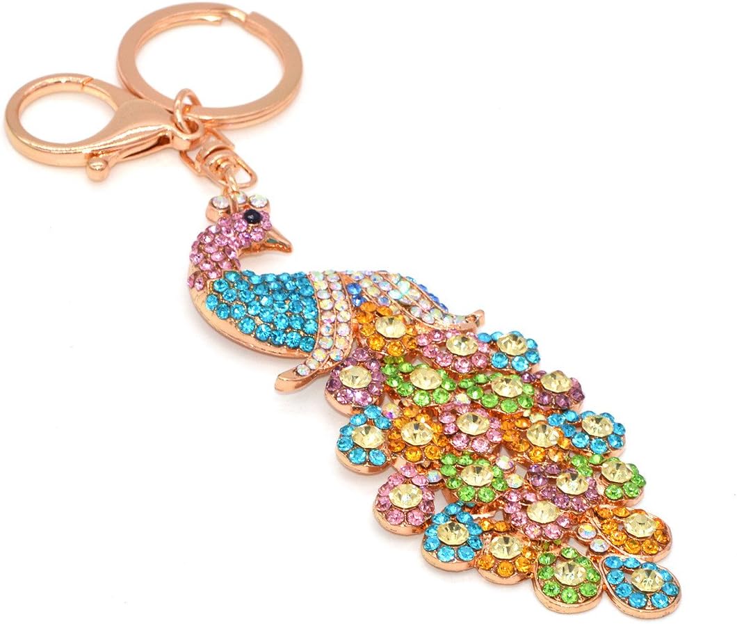 DecoSeries Peacock Metal Bling Crystals Rhinestone Keychain Alloy Keyring Keyfob Charm For Handbags Multi-color - Image 4