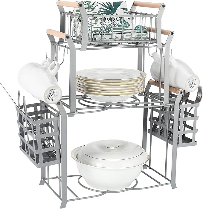 TQVAI 3 Tier Buffet Caddy(Set of 9) Napkin Plate Utensils Organizer