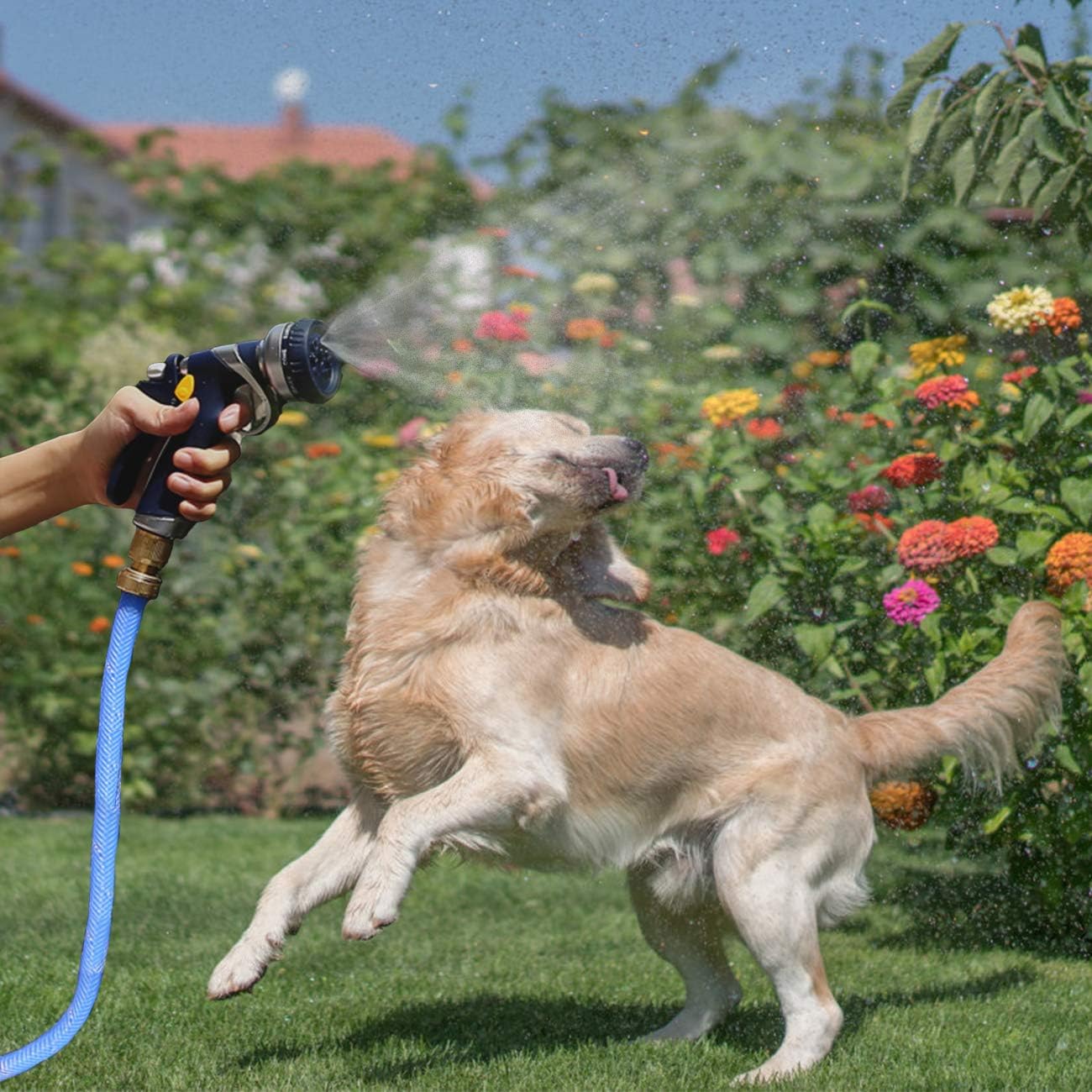 Garden Hose Nozzle Heavy Duty Water Spray 8 Patterns High Pressure for Outdoor Watering Plants, Lawns, Car Washing & Pets Showering : Garden & Outdoor