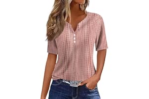 JXKIKOZE Fall Tops for Women 2025 Henley V Neck Shirts Dressy Casual Loose Fit Shirts Flowy Blouses Trendy Clothes