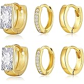 YOIHUR Small Gold Huggie Hoop Earrings Set for Women, 14K Gold Plated Chunky Hypoallergenic Stack Cartilage Earrings, 3 pcs Dainty Cute Multiple Piercing Trendy Jewelry Valentine's Day Gifts for Women