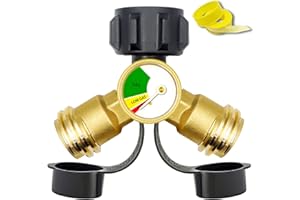 FOINWER Propane Tank Splitter Adapter, Connected to 2 Gas Appliances, Propane Tank Splitter with Shut Off Valve, Which for Camping Stoves, BBQ Grills, RV Camper, Etc