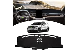 Shademax Ford Explorer Dash Cover Mat 2020 2021 2022 2023 2024 for Ford Explorer Accessories Dashboard Cover Mat Pad Sunshade Protector Non-Slip Backing Flannel Materials Black