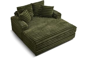 SAMERY 60'' Oversized Chaise Lounge Chair Indoor, Corduroy Upholstered Sleeper Sofa Bed, Deep Seat Sleeper Couch Cozy Reading