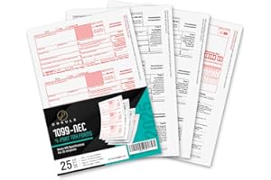 ONGULS 1099 NEC Forms 2025, 1099 NEC Laser Forms IRS Approved Designed for QuickBooks and Accounting Software 2025, 4 Part Tax Forms Kit, 25 Vendor Kit – Total 38 (108) Forms