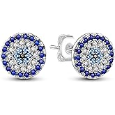 Earrings for Women 925 Sterling Silver Evil Eye Stud Earrings Blue Round Stud Jewelry Fashion Simple Studs 7mm
