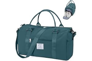 VGOCO Gym Bag for Women Men with Shoes Compartment and Wet Pocket,Sport Swimming Yoga Bag,Waterproof Travel Duffel Bag Small Carry on Bag Overnight Weekender Bags Personal Item Bag for Airlines Peacock Blue