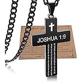SKQIR Cross Necklace for Men with Bible Verse, Christian Religious Scripture First Communion Cross Chain Pendant for Boys Jewelry Easter Basket Essentials Stuffers Graduation Gifts