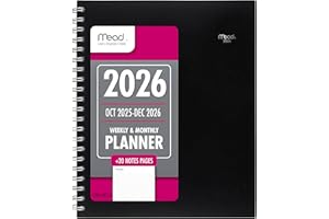 Mead 2026 Planner, Weekly & Monthly, 15-Month, 8-1/2" x 11", Large, Basic, Black (CRW6200526)