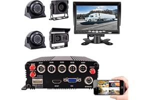 JOINLGO 4 Channel WiFi GPS 4G LTE Cellular 1080P Vehicle Bus CCTV DVR Video Recorder Kit Remote View on APP/Web 4 Side Front Rear View IP68 Backup Cameras for Truck RV Bus Van Fleet