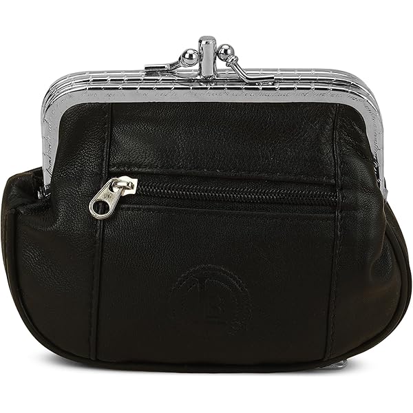 Amazon.com: Women's Leather Metal Frame Double Clasp Zipper Coin